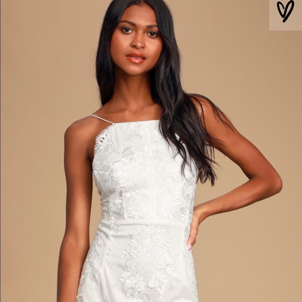 LuLus Start of Forever White Lace Dress